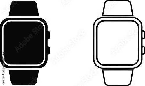 Minimal Smartwatch Line and Solid Icon Set for Wearable Technology Branding and Modern UI