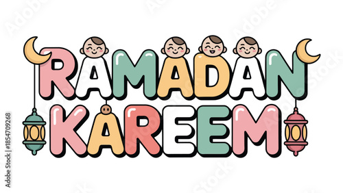 Ramadan Kareem: A vibrant illustration for the Islamic holy month of Ramadan, with festive decorations and a welcoming message.
