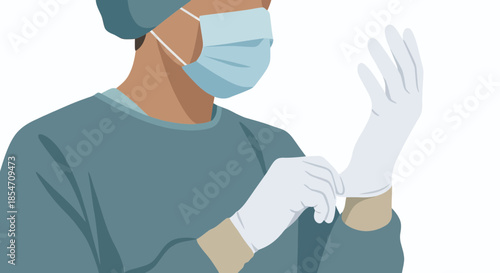 Doctor Wearing Medical Gloves Healthcare Illustration