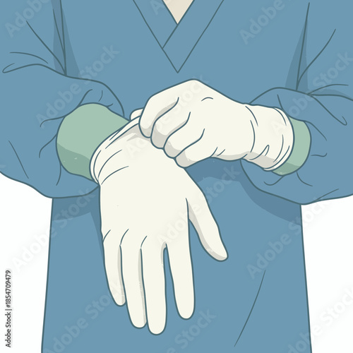 Doctor Wearing Medical Gloves Healthcare Illustration
