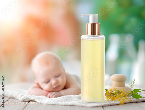Baby sleeping peacefully in a soft bed for the product detail page main banner