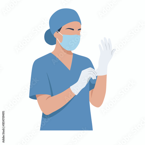 Doctor Wearing Medical Gloves Healthcare Illustration