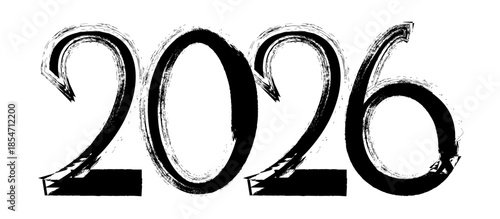 2026 手書きの墨で書いた筆文字素材