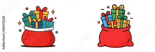 Colorful gift bags filled with presents for the holiday celebration