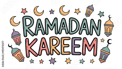 Ramadan Kareem: A festive and vibrant display of Ramadan Kareem, radiating the spirit of the holy month. the image evokes a sense of peace, reflection, and celebration.