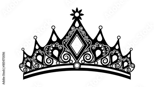 Ornate Crown Vector Illustration Featuring Diamond and Star Motif on Royal Headpiece eps File
