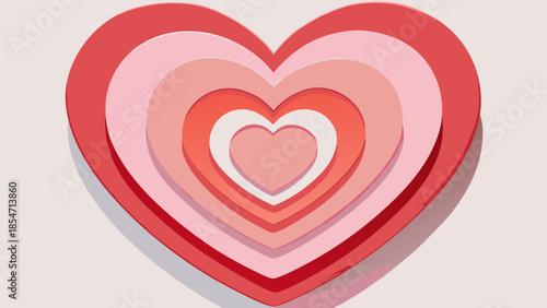 Nested hearts illustration isolated on white background