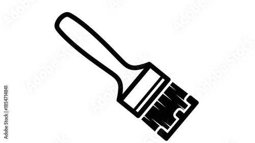 Black Paintbrush Illustration on White Background.