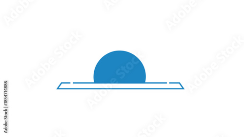 Blue Semicircle on Flat Surface Illustration.