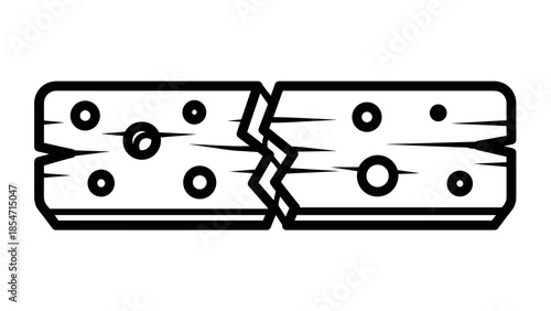 Broken Wooden Plank with Bolt Holes.