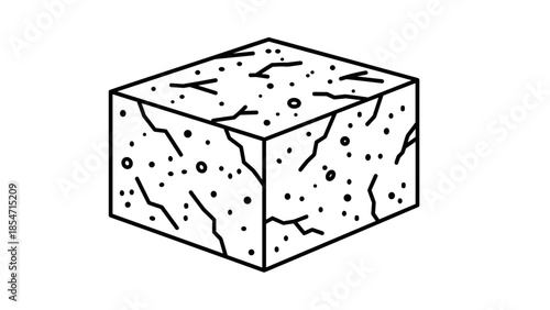 Illustration of a Cube with Cracks and Dots.