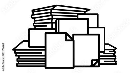 Pile of Paper Documents Stacked Together.