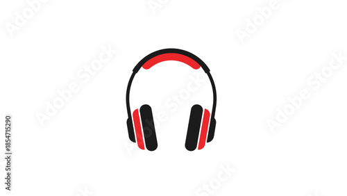 Red and Black Headphones Illustration.