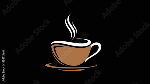 Steaming Coffee Cup on Saucer Illustration.