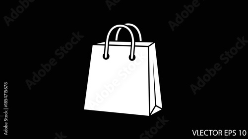 White Shopping Bag with Handles Illustration 1.