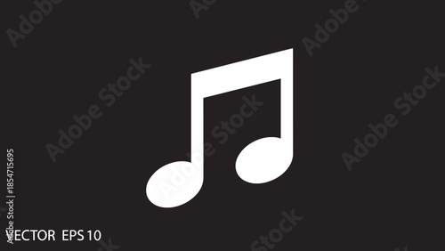 White Musical Notes on Black Background 1.