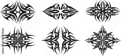 Tribal patterns and designs in various symmetrical shapes and forms