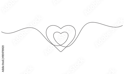 Heart outline in a simple continuous line art style for love and health