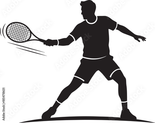 "Silhouette of Tennis Player in Forehand Motion"