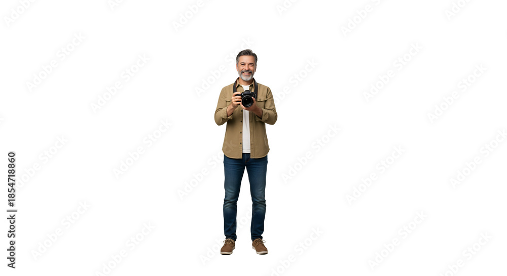 custom made wallpaper toronto digitalA smiling man using a professional camera with an expression of creativity