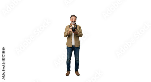 Wallpaper Mural A smiling man using a professional camera with an expression of creativity Torontodigital.ca