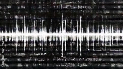Vibrant Audio Spectrum Visualization: Capturing the dynamic essence of sound waves with luminous vertical lines dancing across a dark background.