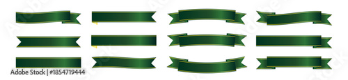 横長構図を中心にしたグリーンリボンバリエーション　タイトル帯向け装飾素材集
