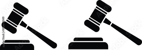Wooden judge gavel and sound block vector illustration for legal justice law auction and courtroom authority design
