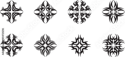 A collection of tribal designs featuring intricate patterns and ornate details