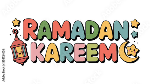 Ramadan Kareem Illustration: Colorful illustration celebrates the holy month of Ramadan, with festive decorations conveying the spirit of goodwill, togetherness and spirituality. 
