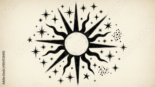 Celestial Sun Emblem Mystic Symbol Vector