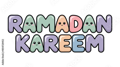 Ramadan Kareem: A vibrant and heartwarming Ramadan greeting, designed with a touch of whimsy. The colorful letters create a joyful message of well-wishes for the holy month.