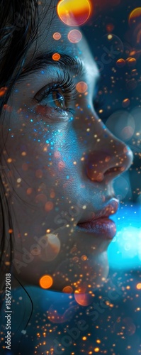 Bring the concept of mindfulness practices in navigating digital spaces to life with a captivating low-angle shot Emphasize the harmony between technology and inner peace in a thought-provoking manner