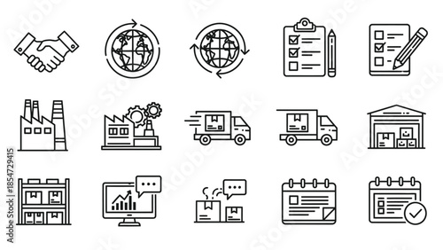 Logistics and Supply Chain Icons Set Vector Illustration.