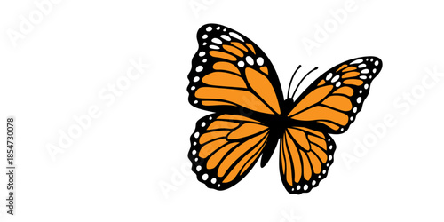 Vibrant monarch butterfly in flight with beautiful orange wings