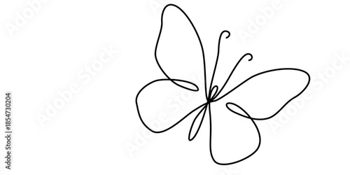 Elegant butterfly line art on clean white background