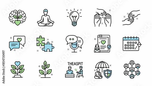 Mental Health and Wellness Icons Collection.