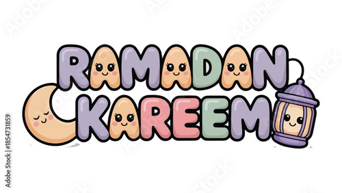 Ramadan Kareem Cartoon: A vibrant, whimsical cartoon illustration that is a delightful invitation to Ramadan Kareem, inviting and celebrating the holy month.