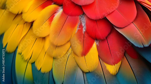blue and yellow macaw feathers
