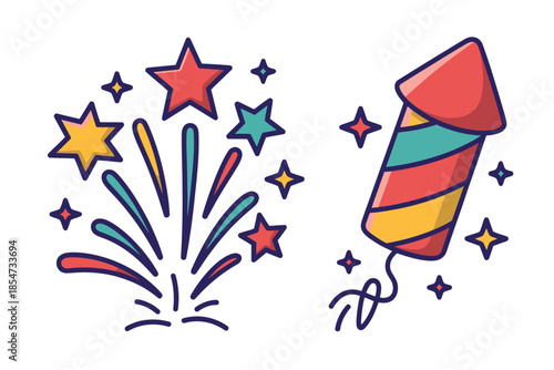 Colorful festive fireworks bursting in the night sky, celebrating a special occasion