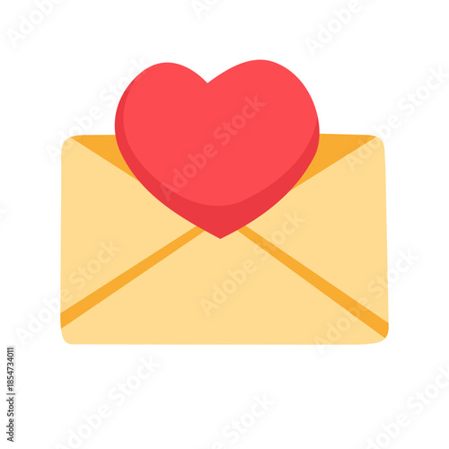 Love Letter: A heartfelt symbol, a vibrant red heart gracefully rests upon a sealed envelope. This visual story communicates themes of connection, tenderness, and affectionate sentiments. 