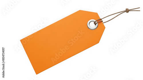 Orange price tag isolated on transparent background