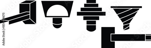 Abstract industrial hardware components and mechanical parts collection for engineering and design.