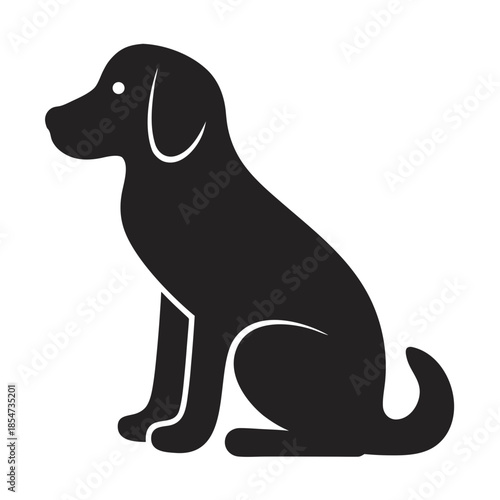 Silhouette of Loyal Companion: A sleek, minimalist silhouette of a dog sitting gracefully, showcasing the timeless bond between humankind and their faithful animal friend.