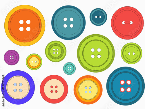 Vector illustration of colorful buttons arranged on a white background