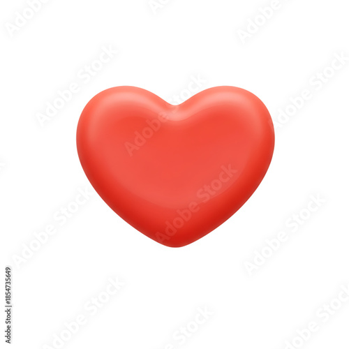 A glossy red heart shape vibrant and detailed on transparent background