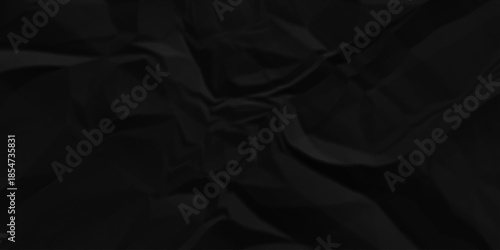 Black crumpled paper background texture pattern overlay. crinkled wrapper rumple wrinkled high resolution arts craft and Seamless black crumpled paper.