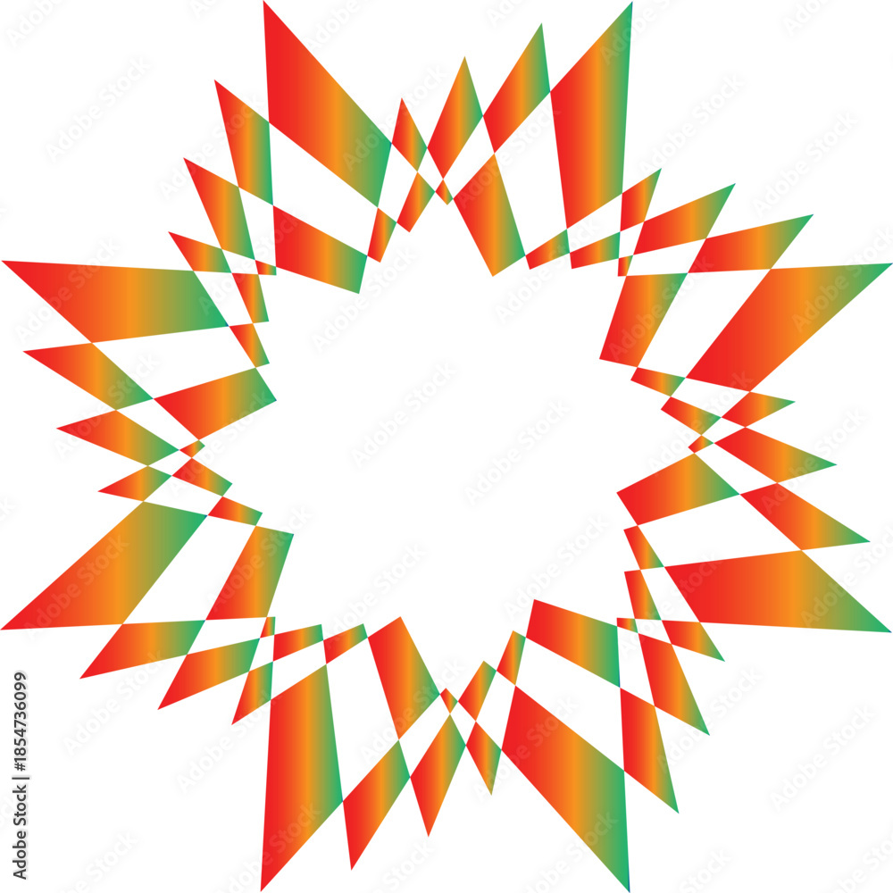 Obraz premium Vibrant orange and green geometric pattern on white background 