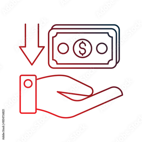 Receive Money icon with white background vector stock illustration