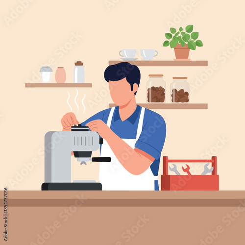 Crafting perfect espresso with passion in a cozy coffee shop setting